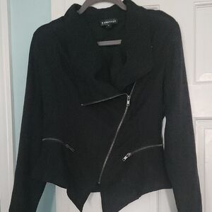 Rampage Women's Black Zippered Faux Suede Moto Jacket